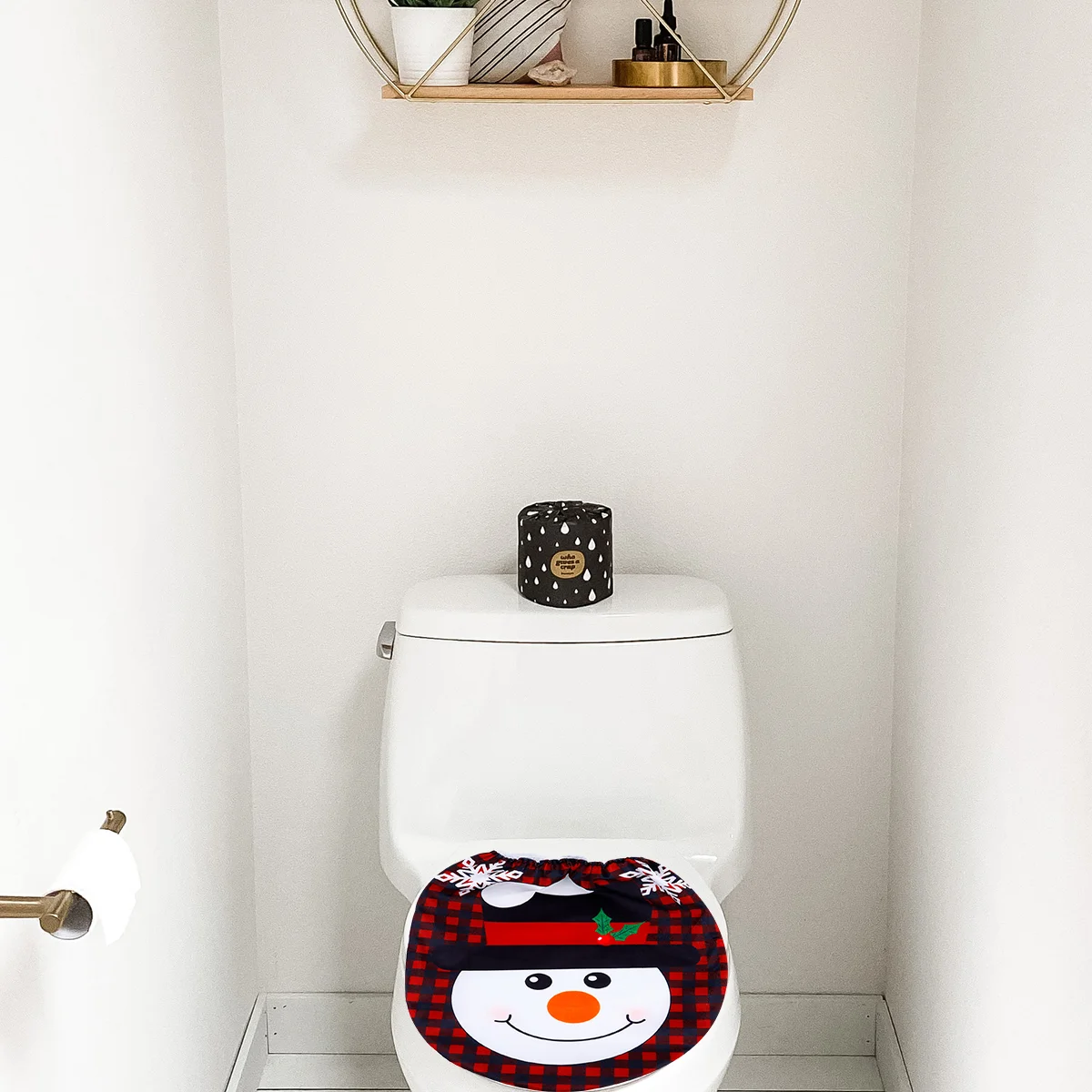 

Rug Santa Claus Toilet Two Piece Set Xmas Cover Floor Mat Christmas Household Decoration Red