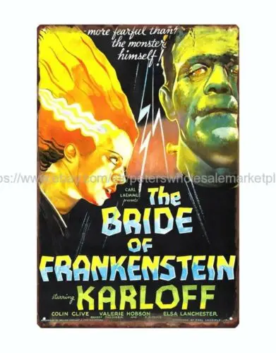 bride of frankenstein Karloff poster metal tin sign home decor