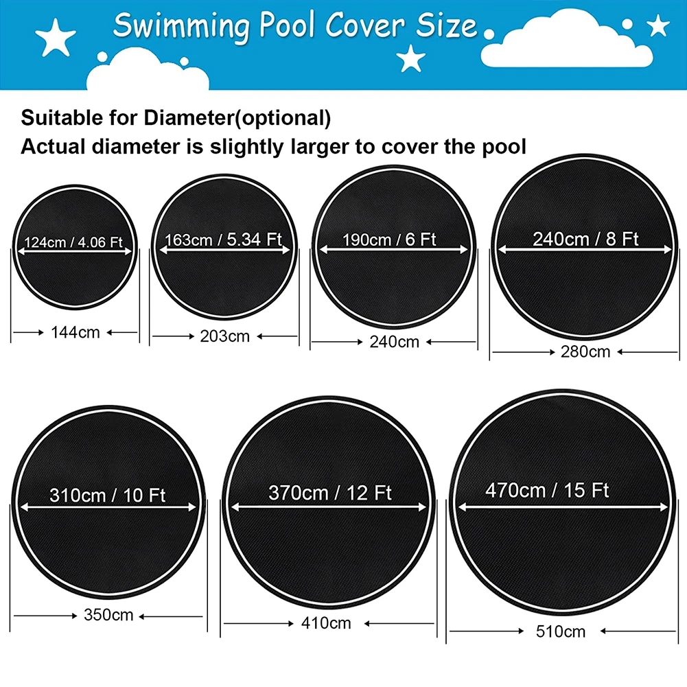 Round Pool Cover Summer Swimming Pool Heat Insulation Film Outdoor Tub Solar Dustproof Blanket Pool Drawstring Blanket Cover