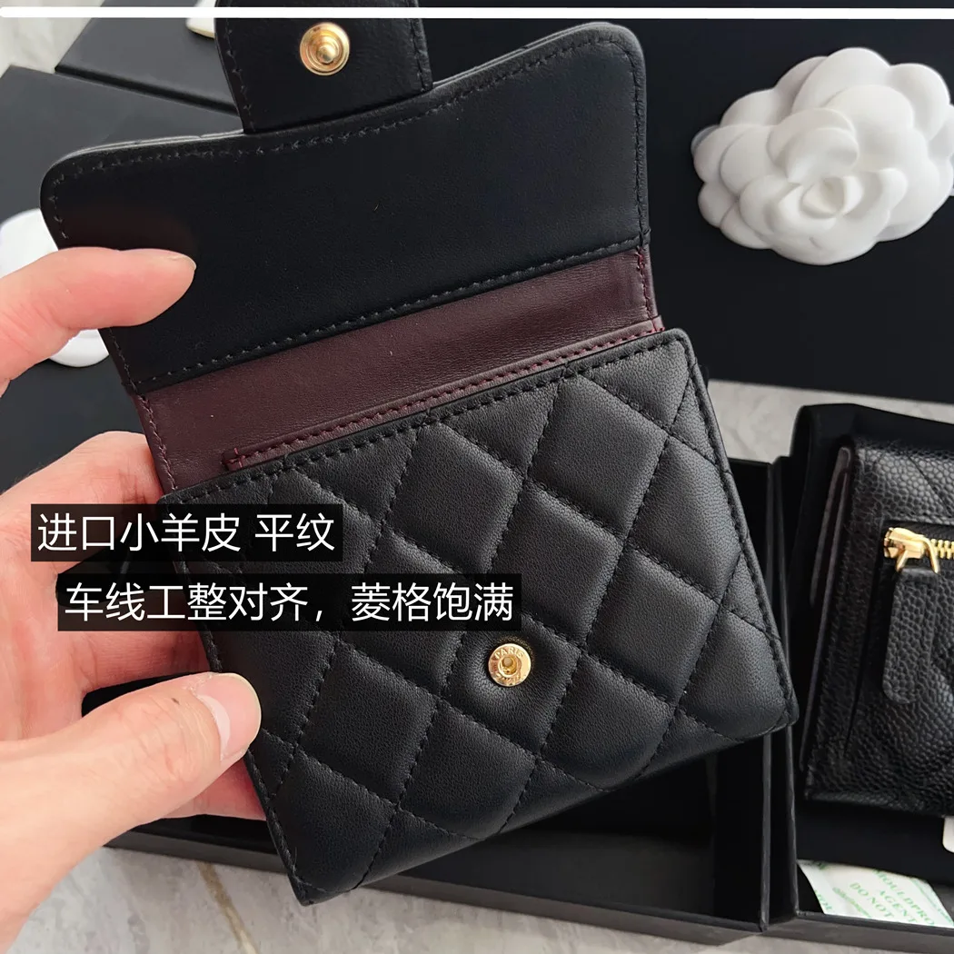 MIA Classic Flap Wallet 30% Fold Wallet Women's Flip Lingge Zero Wallet   Clip Small Cowhide Large Card Bag