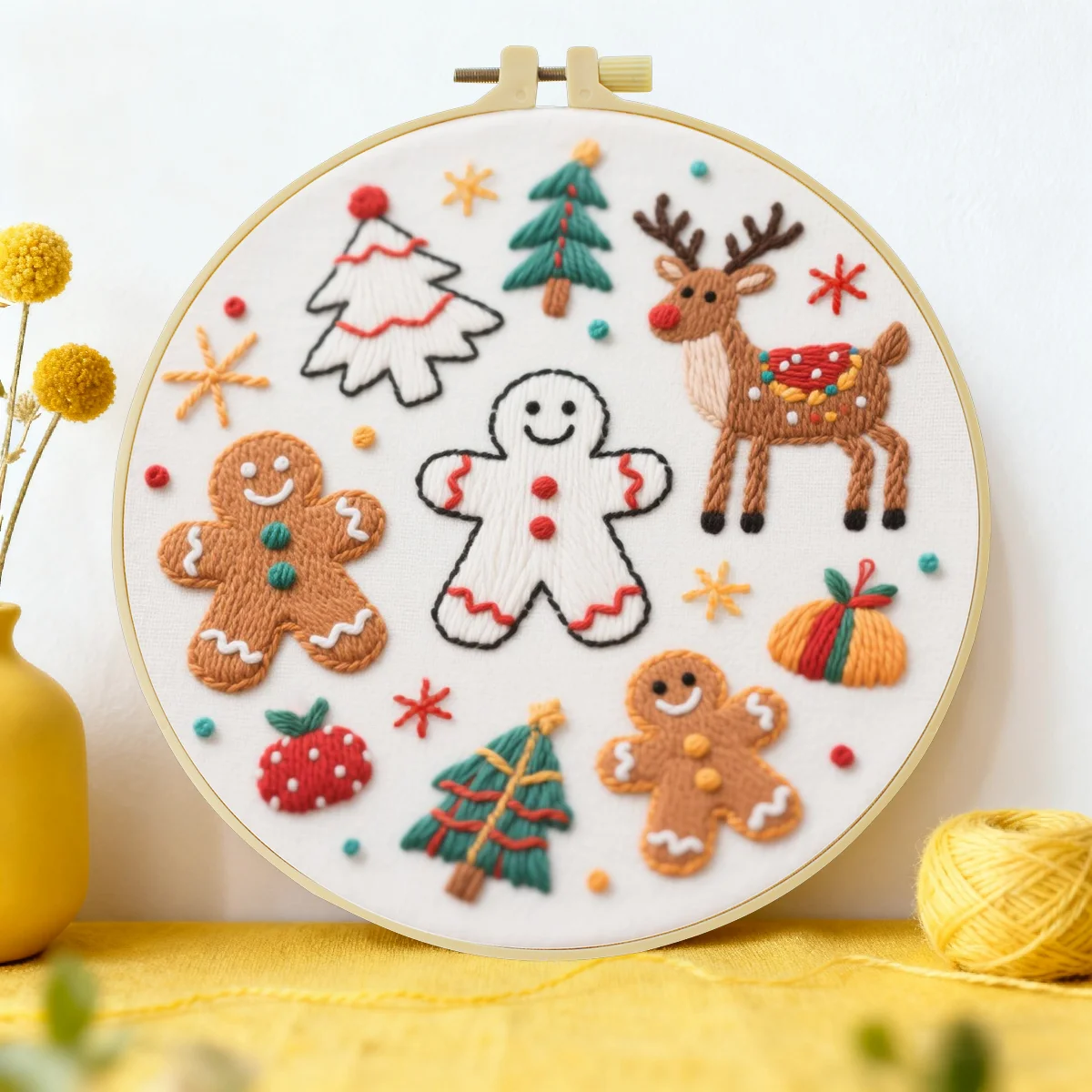 1 Stück 20X20CM/15X15CM 7,87/6,3 Zoll Weihnachtsthema Stickerei-Starter-Kit DIY-Kit DIY-Stickerei-Set Handarbeiten Nadelkunst – Detail 1