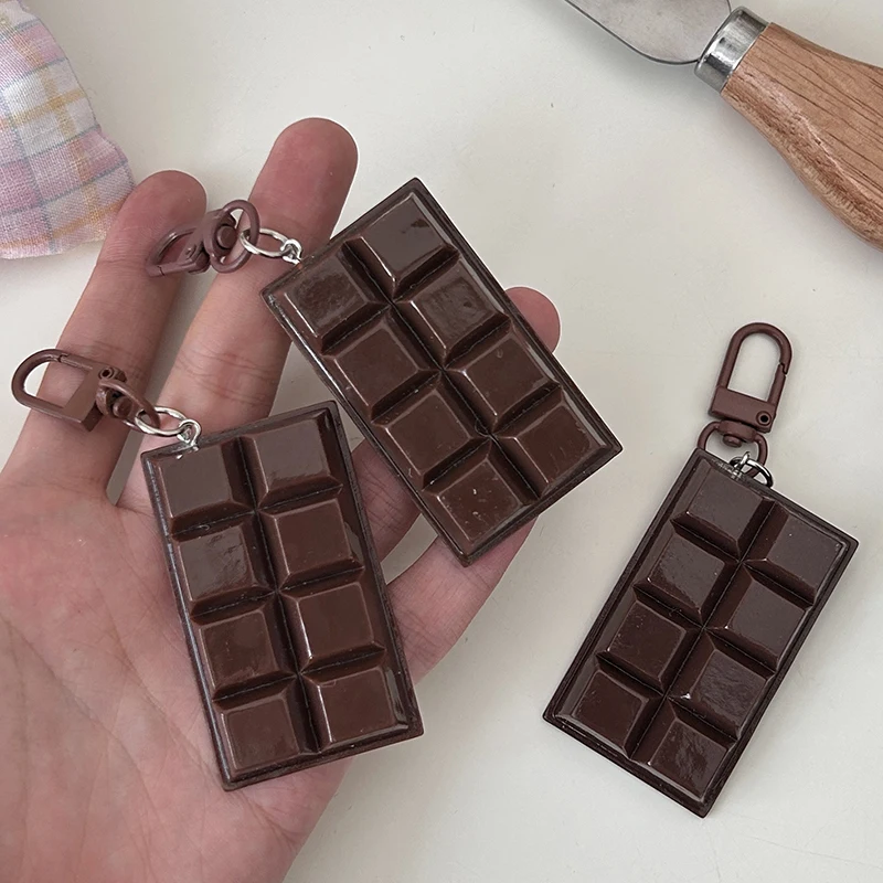 Modern Simplicity Simulated Cute Food Chocolate Keychain Bag Phone Pendant Decorative Gift Key Chain