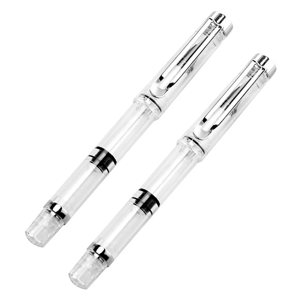 

2 Pcs Fountain Pen Brush Pens Refillable Ink Drawing Water-based Calligraphy Plastic Watercolor Child Student Stationery