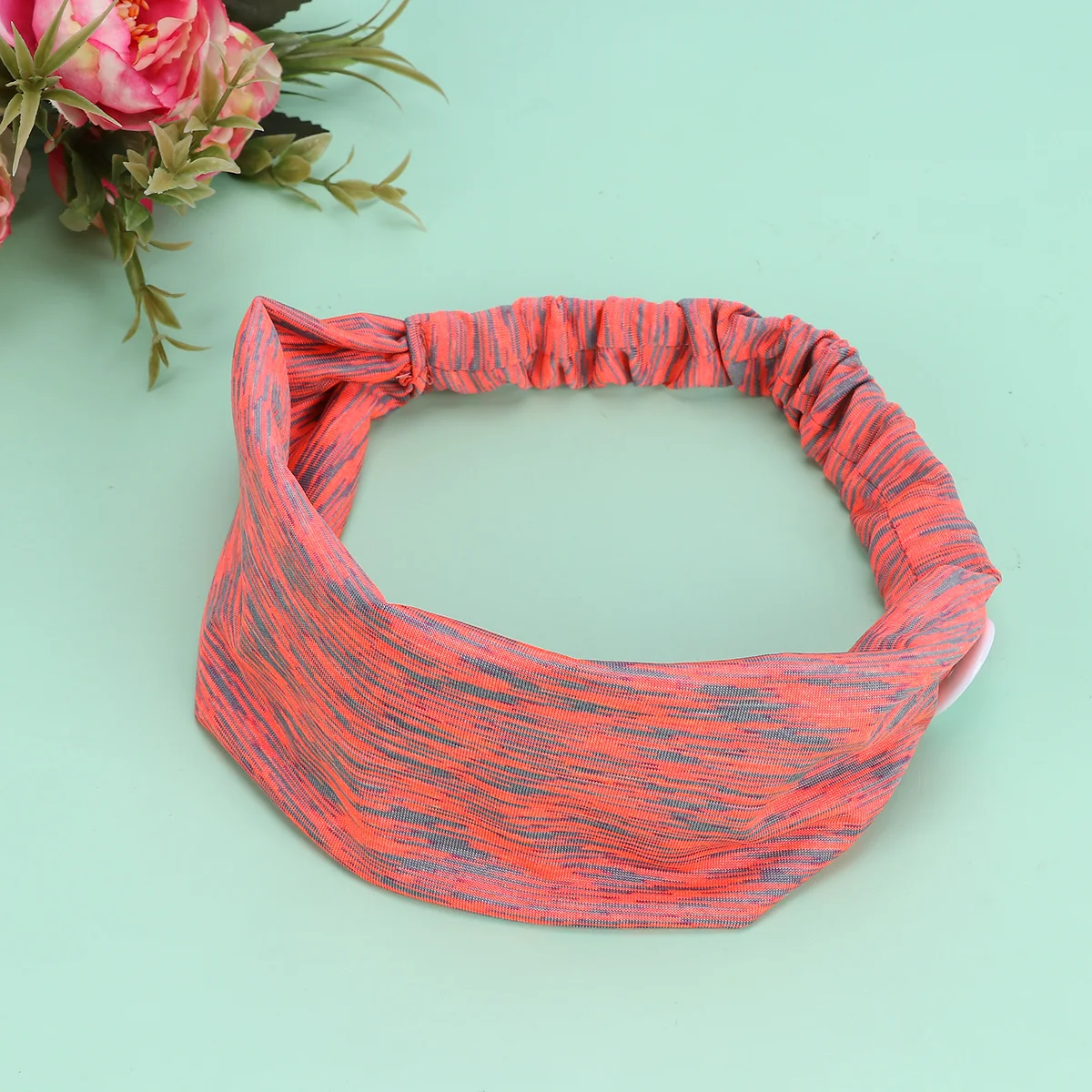 

2Pcs Anti Slip Elastic Headband Buttons Breathable Soft Quality Functional Hair Accessory for Fitness Yoga Red