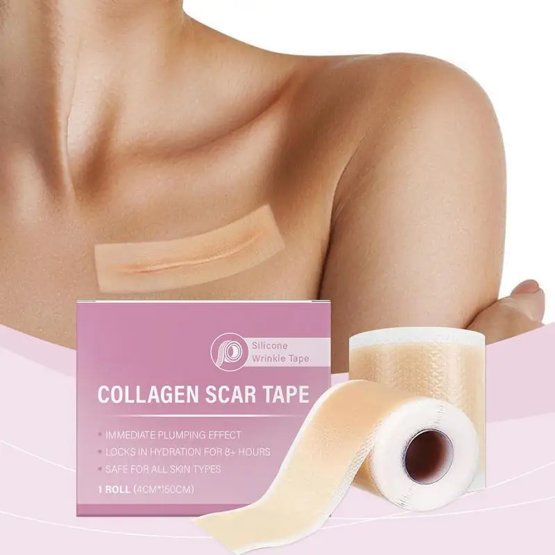 1 Roll Silicone Scar Sheets, 4cm X 150cm Self-Adhesive Scar Cover Tape Reusable and Effective Skin Care Strips Collagen Scar Tap image 4