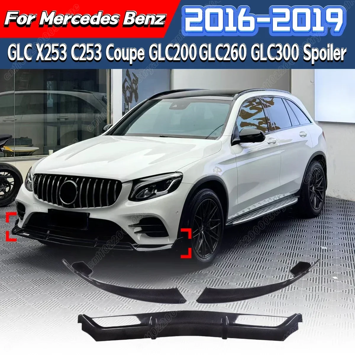 

For Mercedes Benz GLC X253 C253 Coupe GLC200 GLC260 GLC300 2016 2017 2018 2019 Front Bumper Spoiler Lip Separator Lip Body Kit