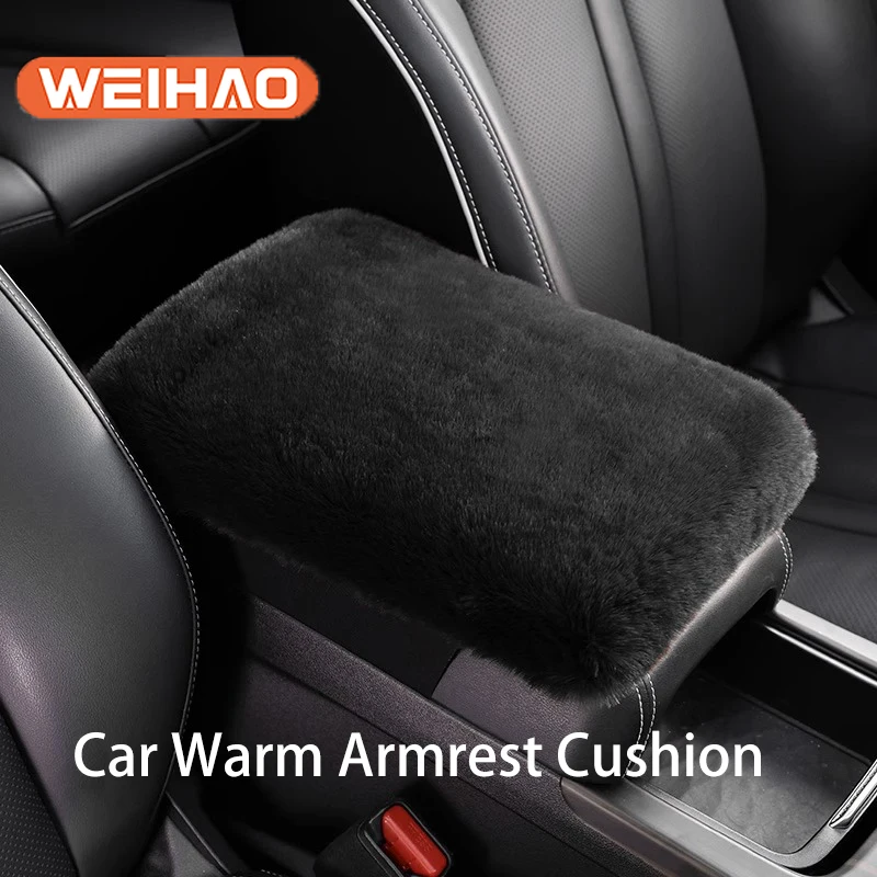 

Car Armrest Box Cushion New Winter Soft and Comfortable Plush Car Center Armrest Box Booster Cushion Protective Cover Cushion