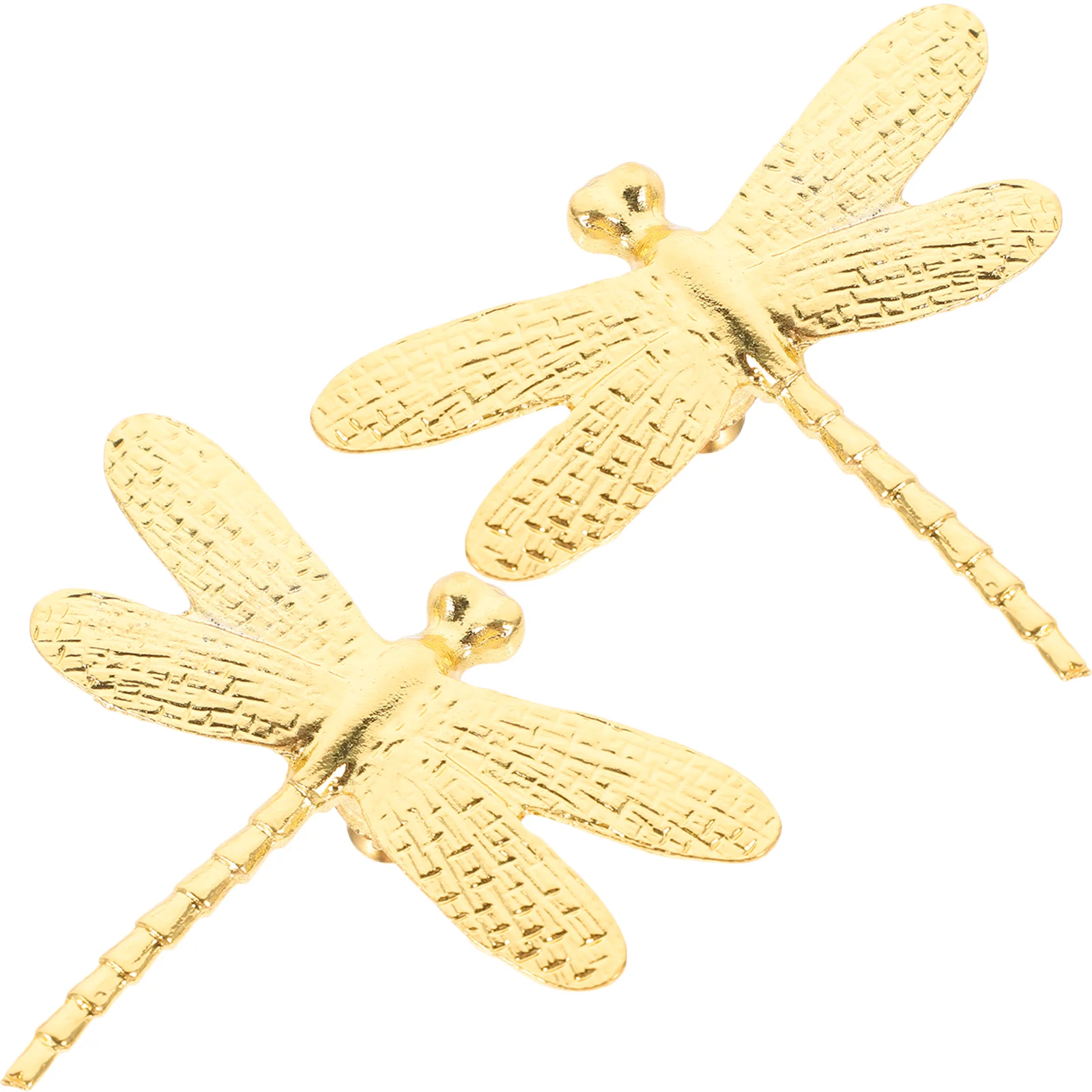 2 Pcs Brass Dragonfly Ornament Kitchen Cabinets Closet Door Handle Manual Knobs for Decorative Zinc Alloy Small Pulls