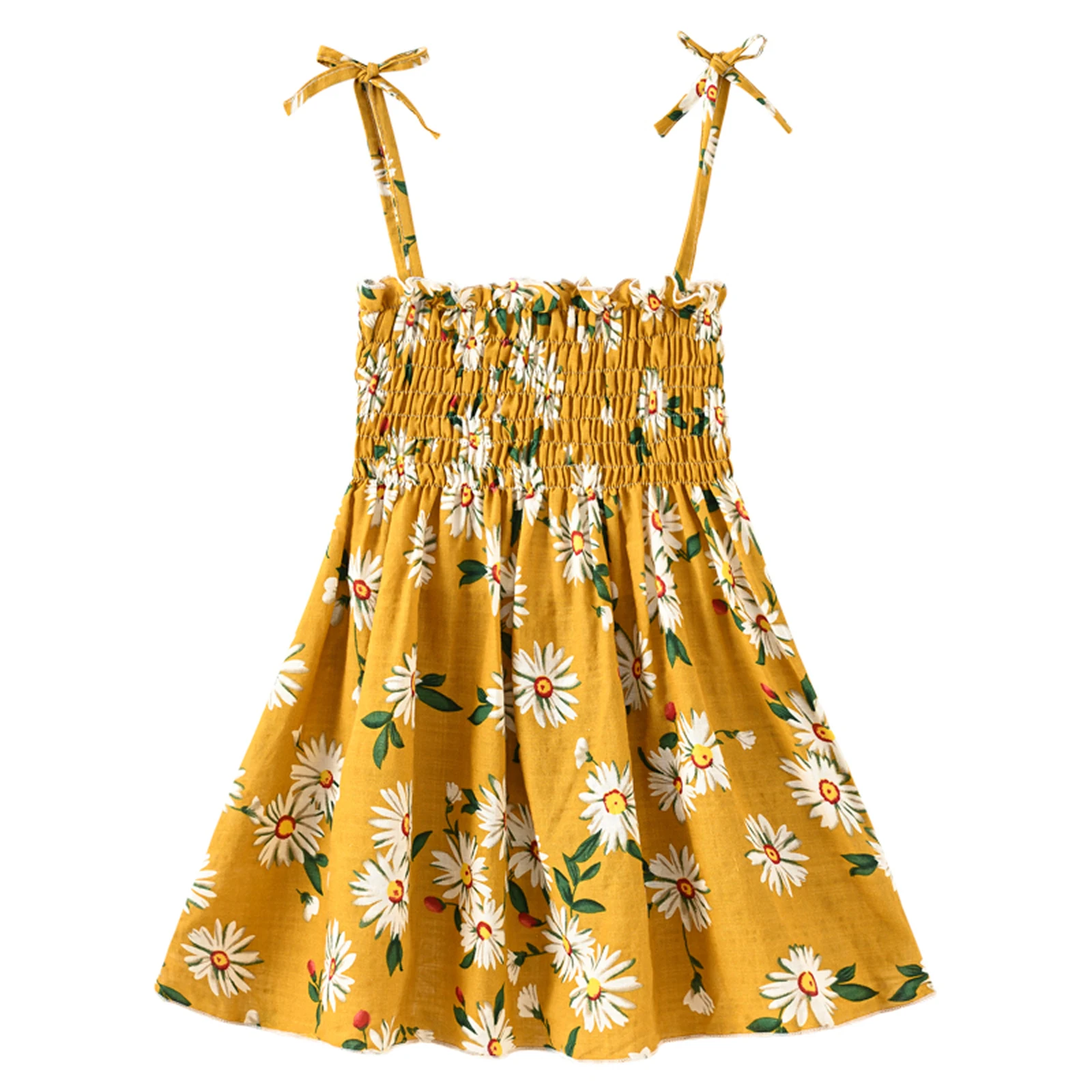 Summer new girls cute casual Joker holiday dress Bohemian suspenders sweet princess flower multicolor printed dress