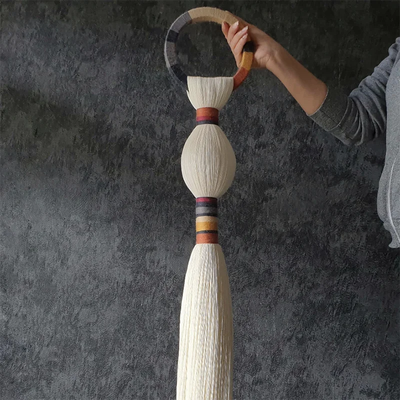 Boho-Makramee-Kugel zum Aufhängen, handgewebt, einzigartige Wandskulptur, moderne organische Kunst für Wohnzimmer, Schlafzimmer, Heimdekoration – Detail 2
