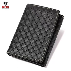 Genuine Leather Wallet Ultra-thin Fold Unisex Purse Credit ID Business Bank Purse Handmade Simple High Quality Handbag