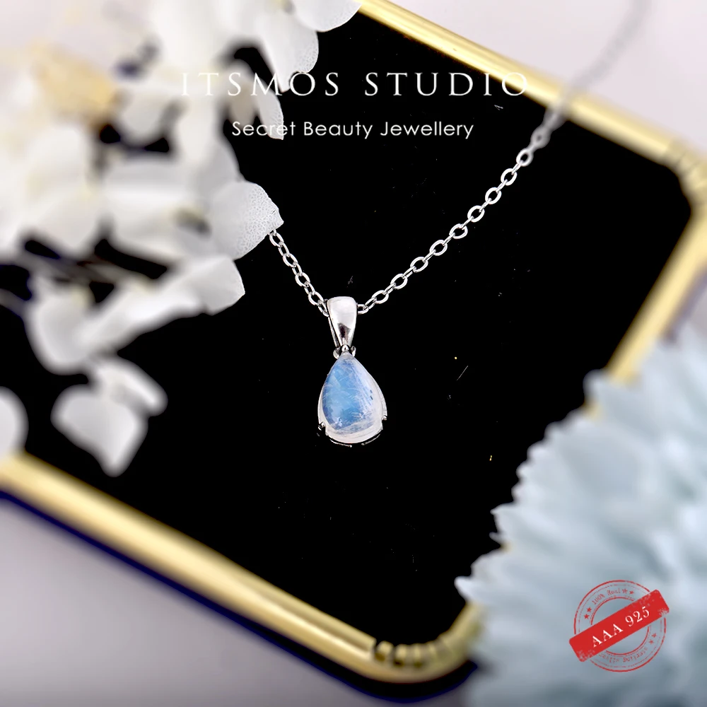 

ITSMOS Moonstone s925 Серебряное ожерелье с подвеской, лечебные подарки, Минималистичная фотокапля, подарки для женщин