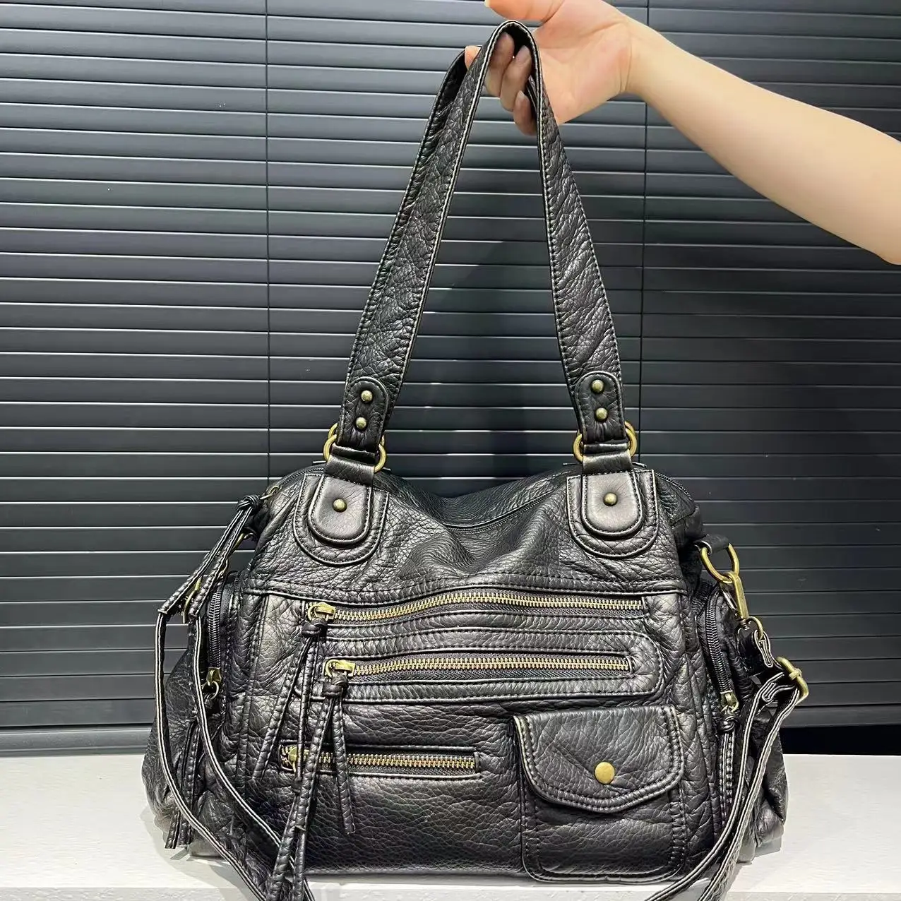 Y2K Hot Girl Single Shoulder Crossbody Bag Vintage Washed Leather