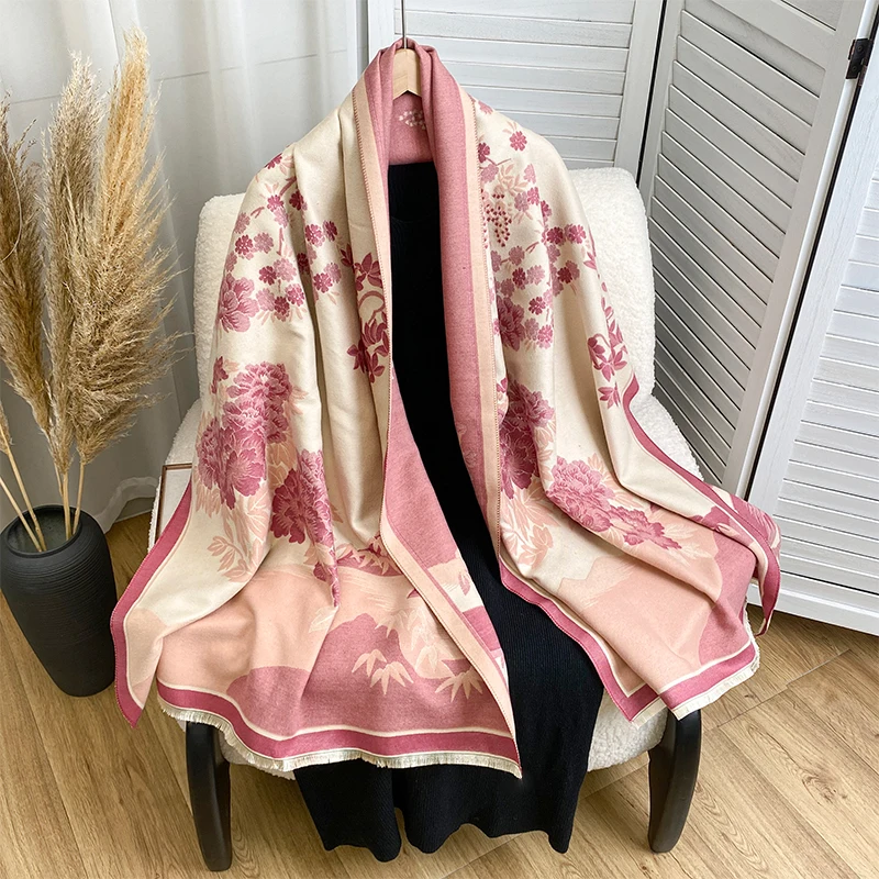 

Роскошный зимний кашемировый шарф, женский брендовый дизайн, теплое одеяло из пашмины, шарфы-пончо, женская шаль для перевозки, толстый платок Bufanda