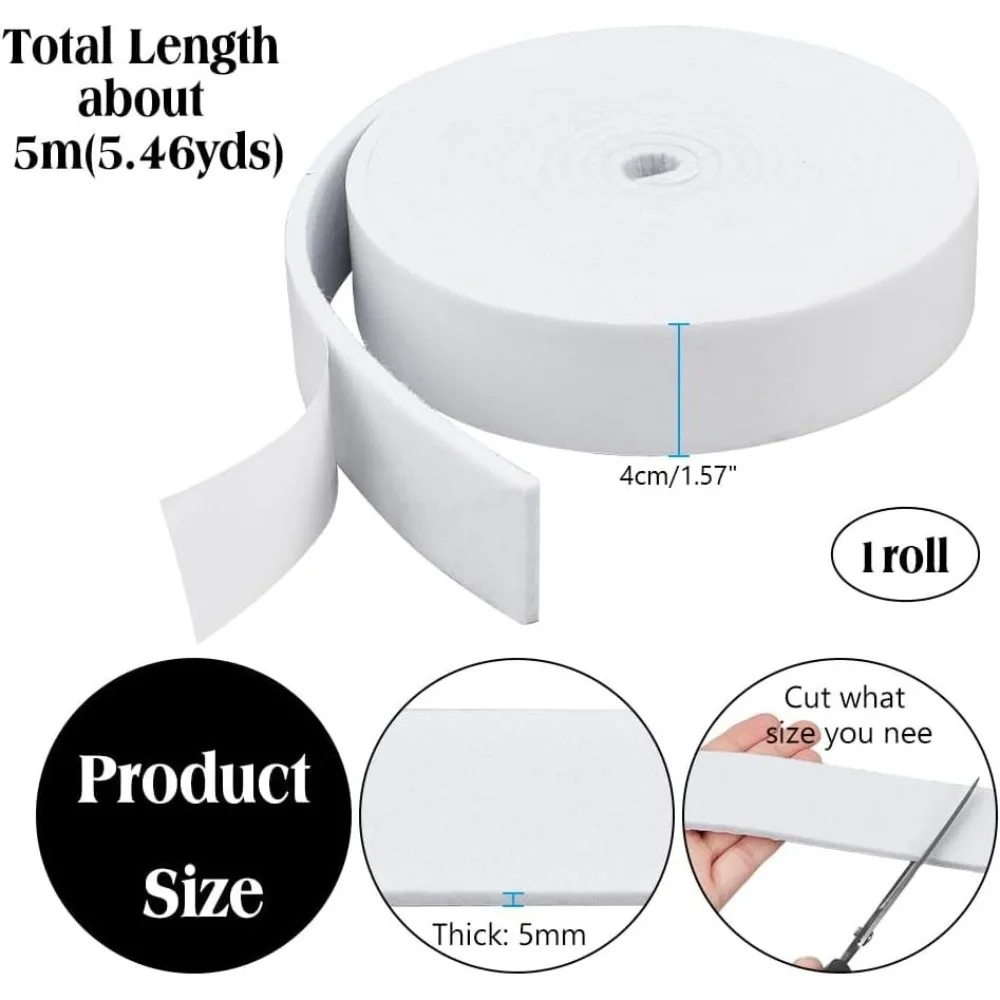 164ft x 16Inch Self Adhesive Felt Tape White Adhesive Felt Strip Sticky Back Non Slip Felt Pads for Protecting