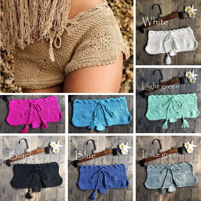 

Online Sales Explosive Knitted Beach Pants, European and American Sexy Resort Casual Women's Hot Pants, Swimsuit Pants