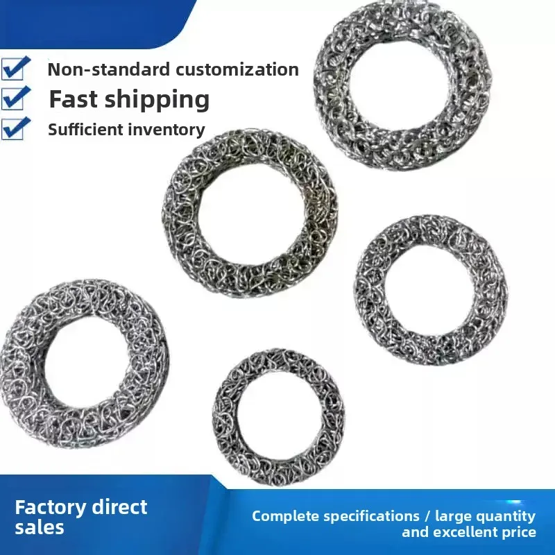 Stainless Steel Wire Mesh Ring Shield Gasket, Punched Compressed & Wire‑Wound Metal Filter Gasket for Exhaust Noise Reduction