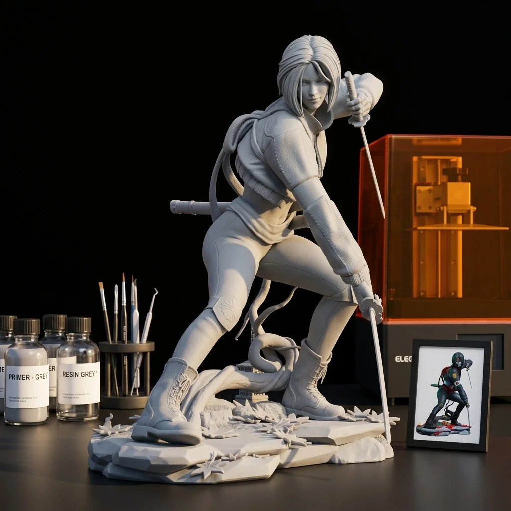 1/24 1/18 1/12 Fantasy Female Ninja Unpainted Unassembled 3D Print Colorable Model Garage Kits