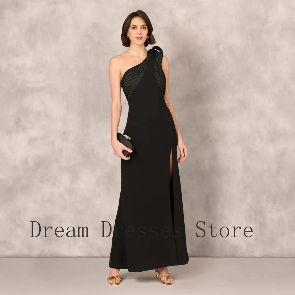 

Customized Simple Jersey Pleat A-line One-shoulder Long Dresses Bespoke Occasion Dresses Sizes Available Modern Style Matching