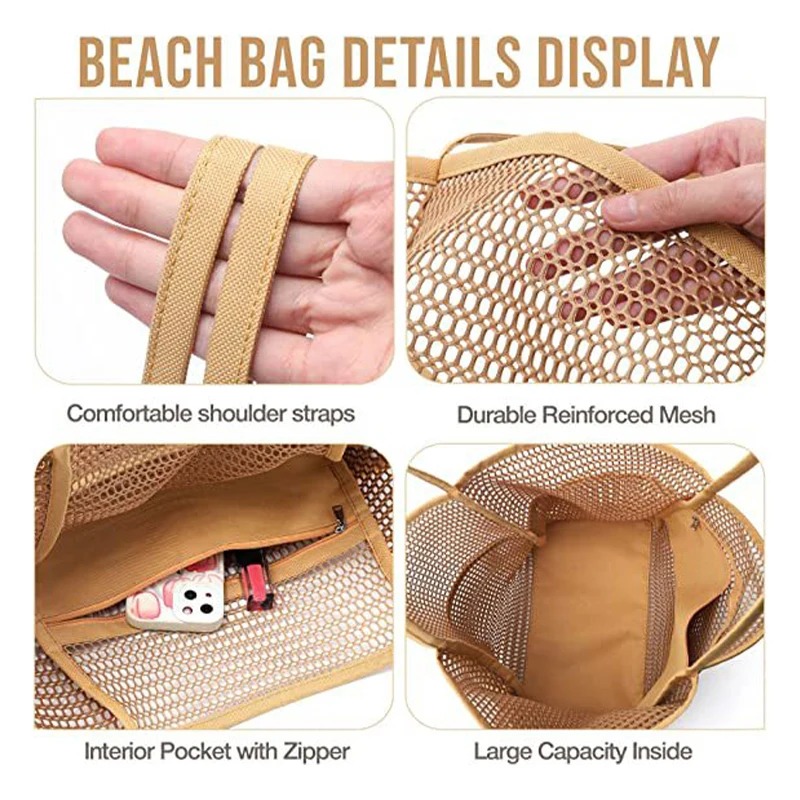 New Women Swimming Beach Mesh Bag Ladies Shoulder Bag Large-capacity Travel Portable Storage Bag Multifunction Handbag