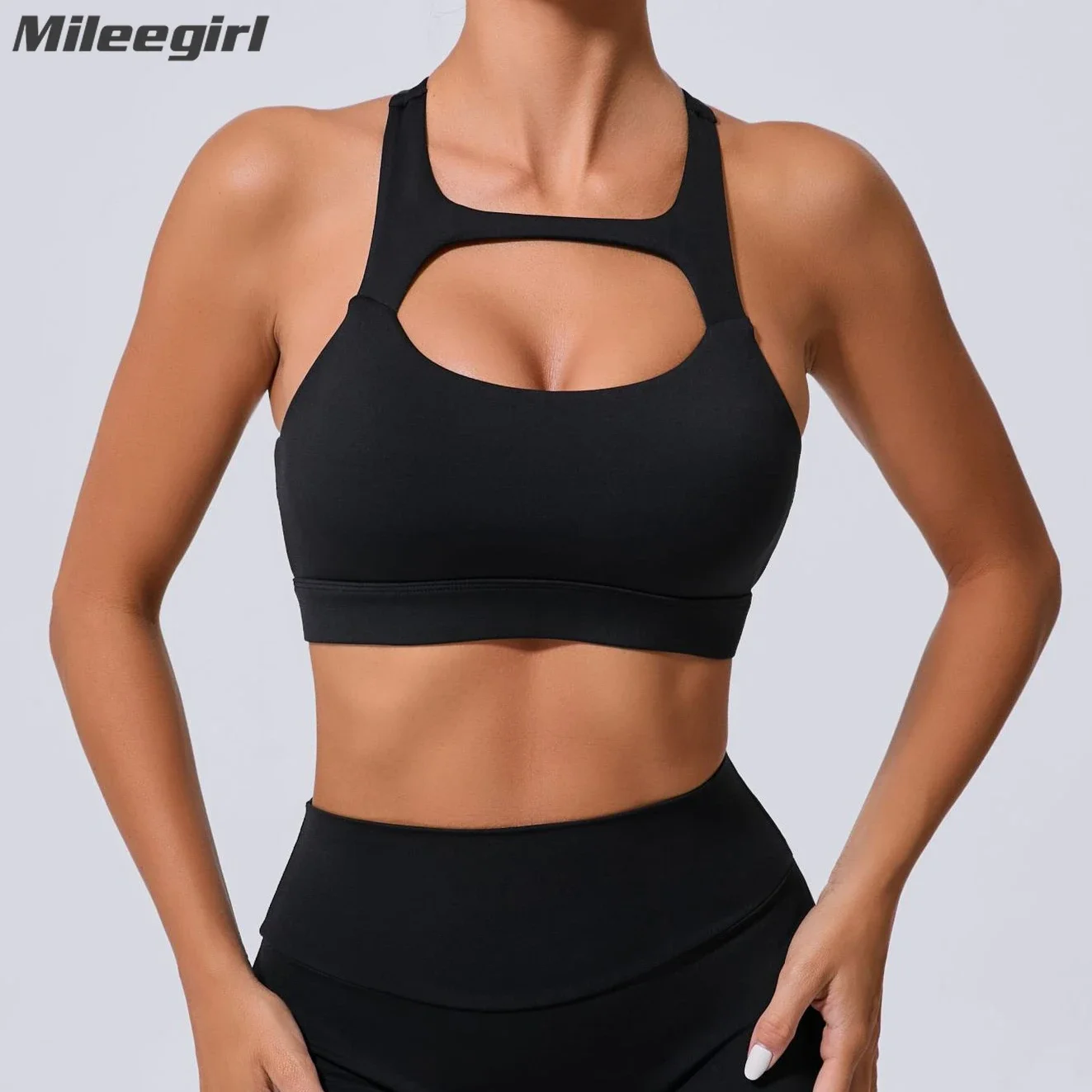 

Mileegirl New Sexy Women Yoga Bra, Shockproof Sports Crop Tops, Cross Back Gym Fitness Vest, Quick Drying Workout Running Bras