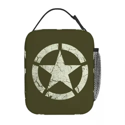 Vintage US Army Star Emblem Camouflage Thermal Insulated Lunch Bag for Office Camo Portable Food Bag Thermal Cooler Lunch Boxes