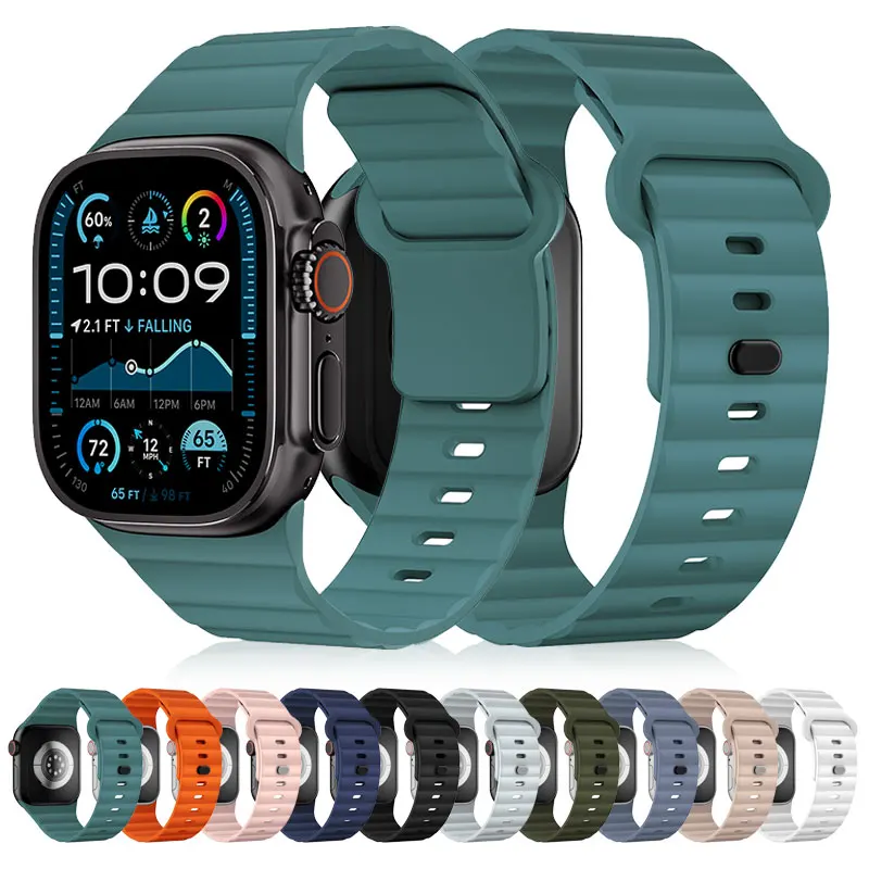 Silicone Strap for Apple watch Ultra Band 49mm 46mm 45mm 42mm 44mm 40mm 41mm correa bracelet belt iWatch series 10 9 8 6 7 5 SE