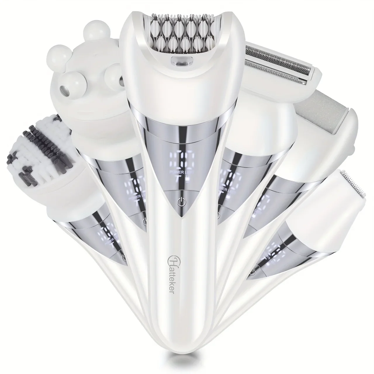 HATTEKER All-in-One Electric Shaver & Trimmer Kit - USB Rechargeable, 3 Interchangeable Heads for