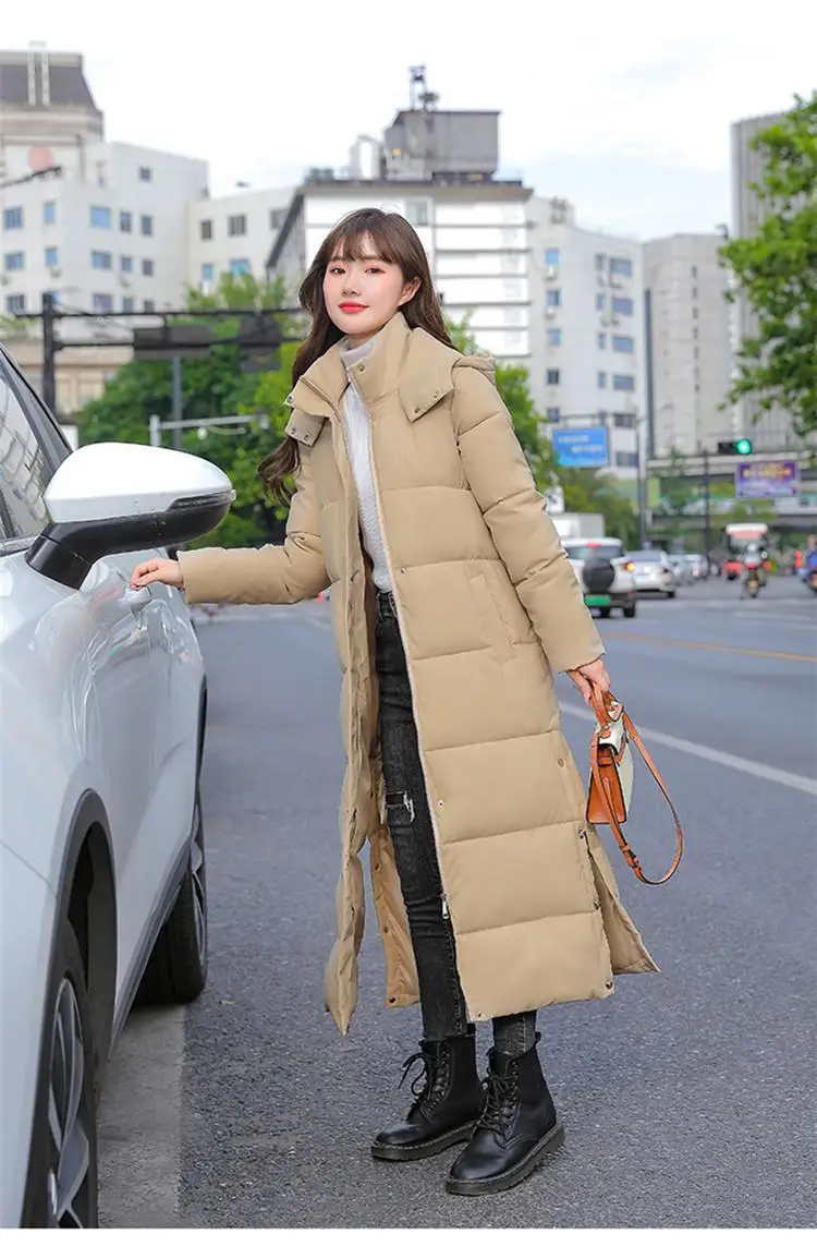 New Female Down Cotton Coat Loose Hooded Parka Overcoat Long Winter Jacket Women Clothes Warm Padded Jackets Oversized Outerwear