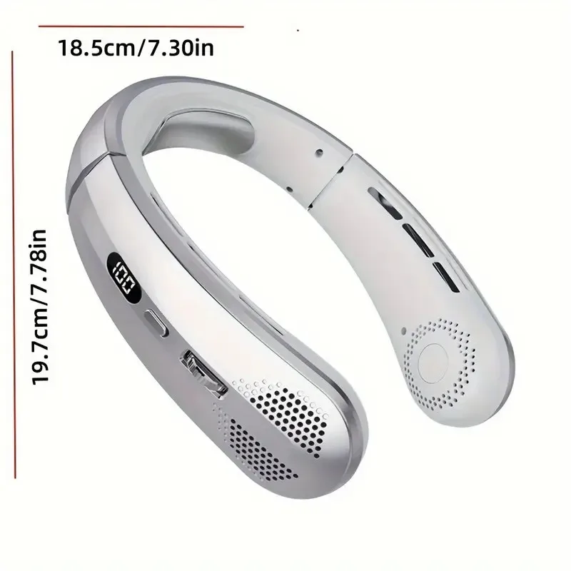 1pc ABUDODO Portable Neck Fan USB Rechargeable Mini Cooling Fanwith Digital Display, Adjustable Speed & Super Ice Function