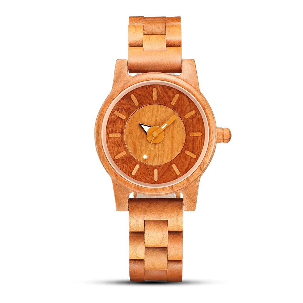 Fashionable Retro Cherry Wood Quartz Watch Creative Women's Style New Model Elegant Timepiece