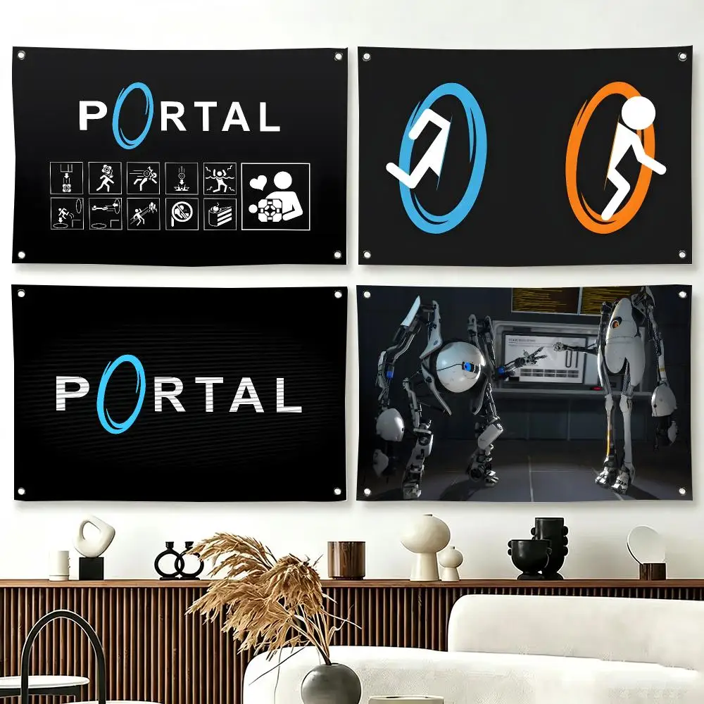 Scifi Game P-Portal Flags  For Living Room Home Dorm Decor Wall Outdoor Camping Party Banner Gifts