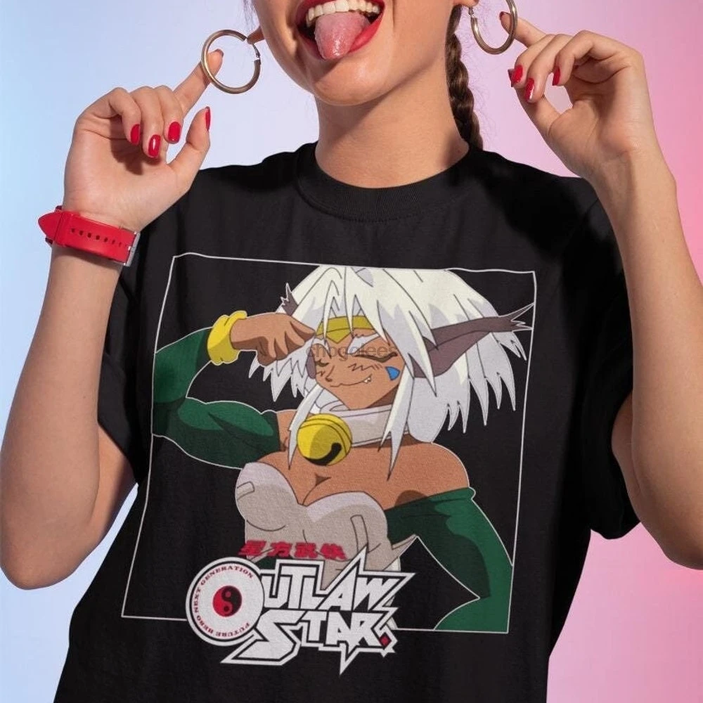 Unisex Outlaw Star Aisha Clanclan 90s Anime T-Shirt Retro Manga Waifu Shirt(4)