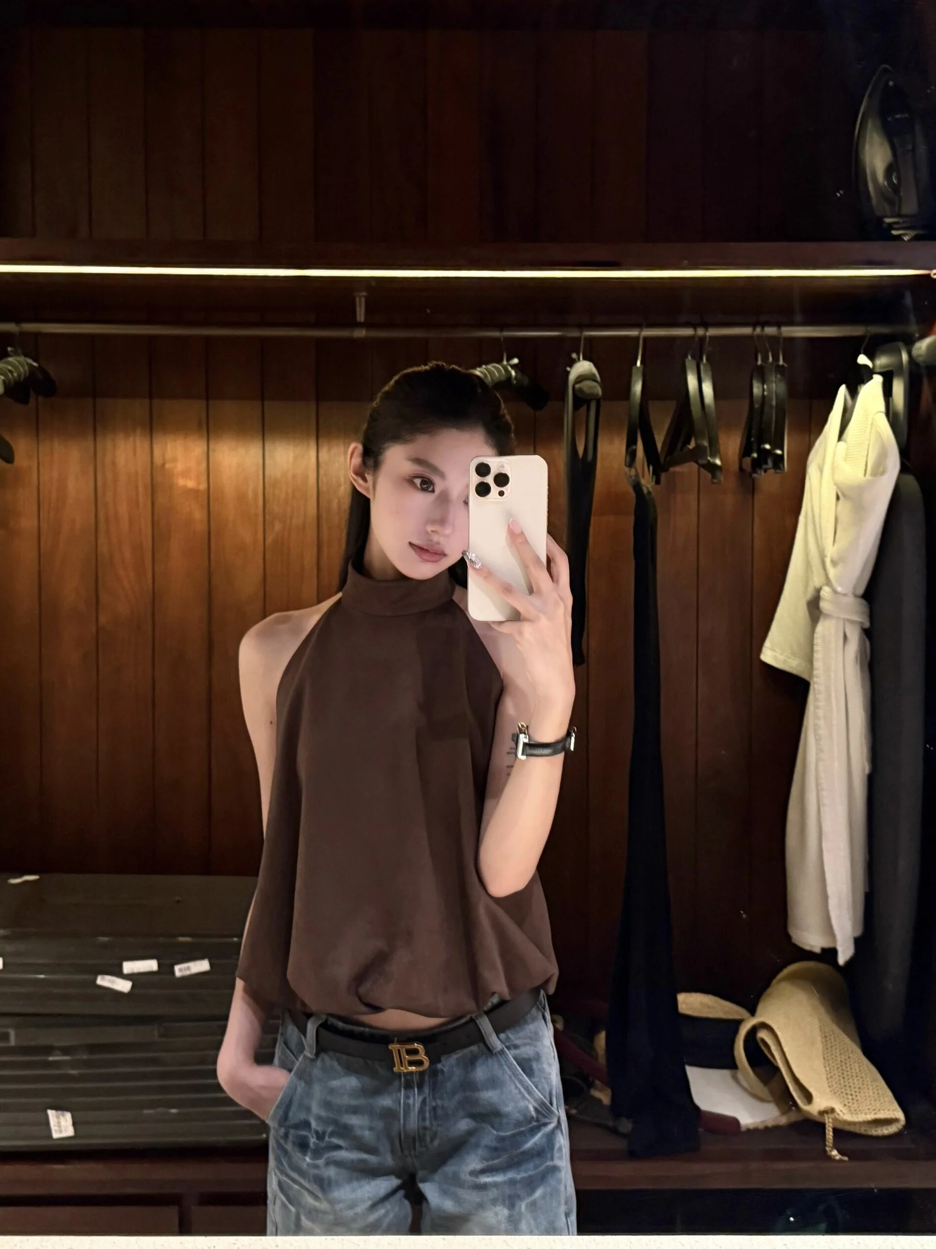 

Сексуальный женский жилет Bal Ne в американском ретро-стиле, кофейного цвета, модный летний новый тренд