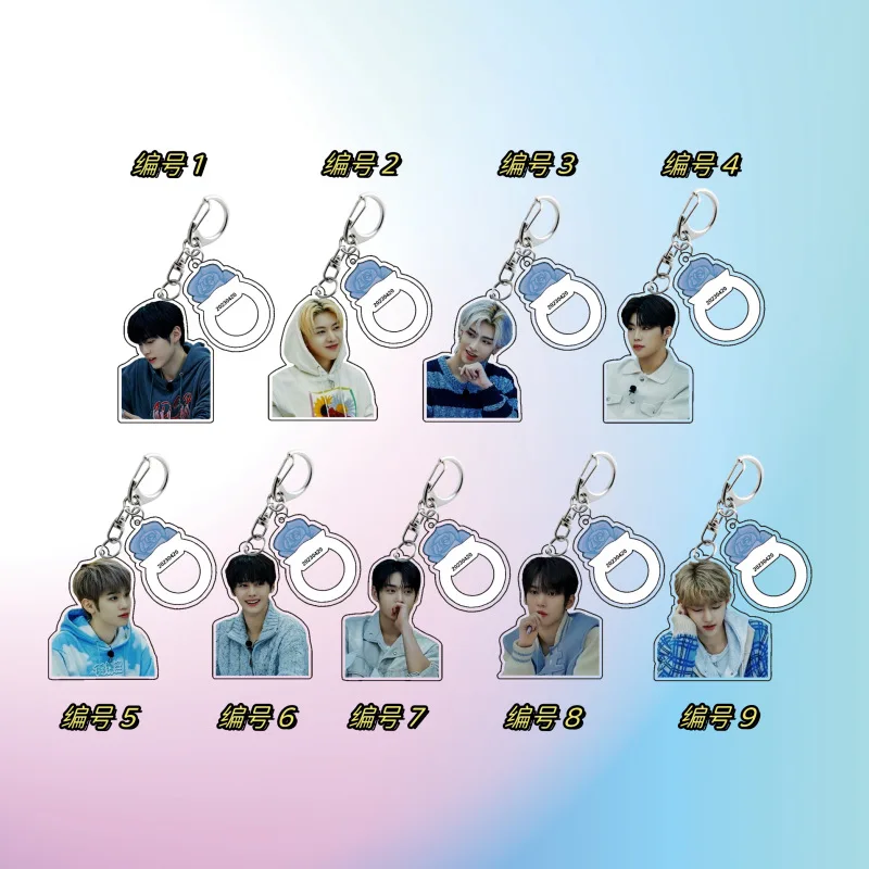 9pcs KPOP ZEROBASEONE Figure Light Stick Acrylic Keyring ZB1 Hanbin Ricky Jiwoong Yujin Matthew Keychains Pendant Fans Gifts