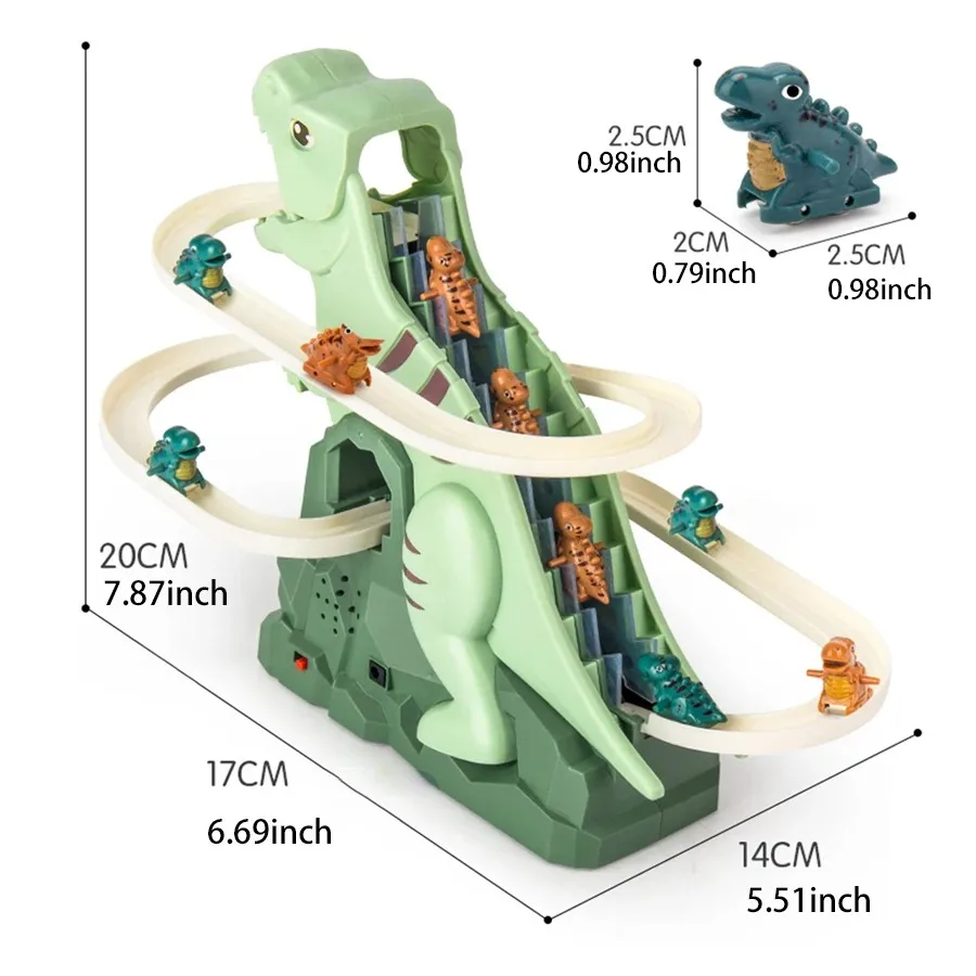 Dinosaurus Klimmen Glijbaan Muziek Speelgoed Met 3 Dinosaurussen, Puzzel Leuke Elektrische Glijbaan Speelgoedauto, Halloween Jongen En Meisje Kerstcadeau