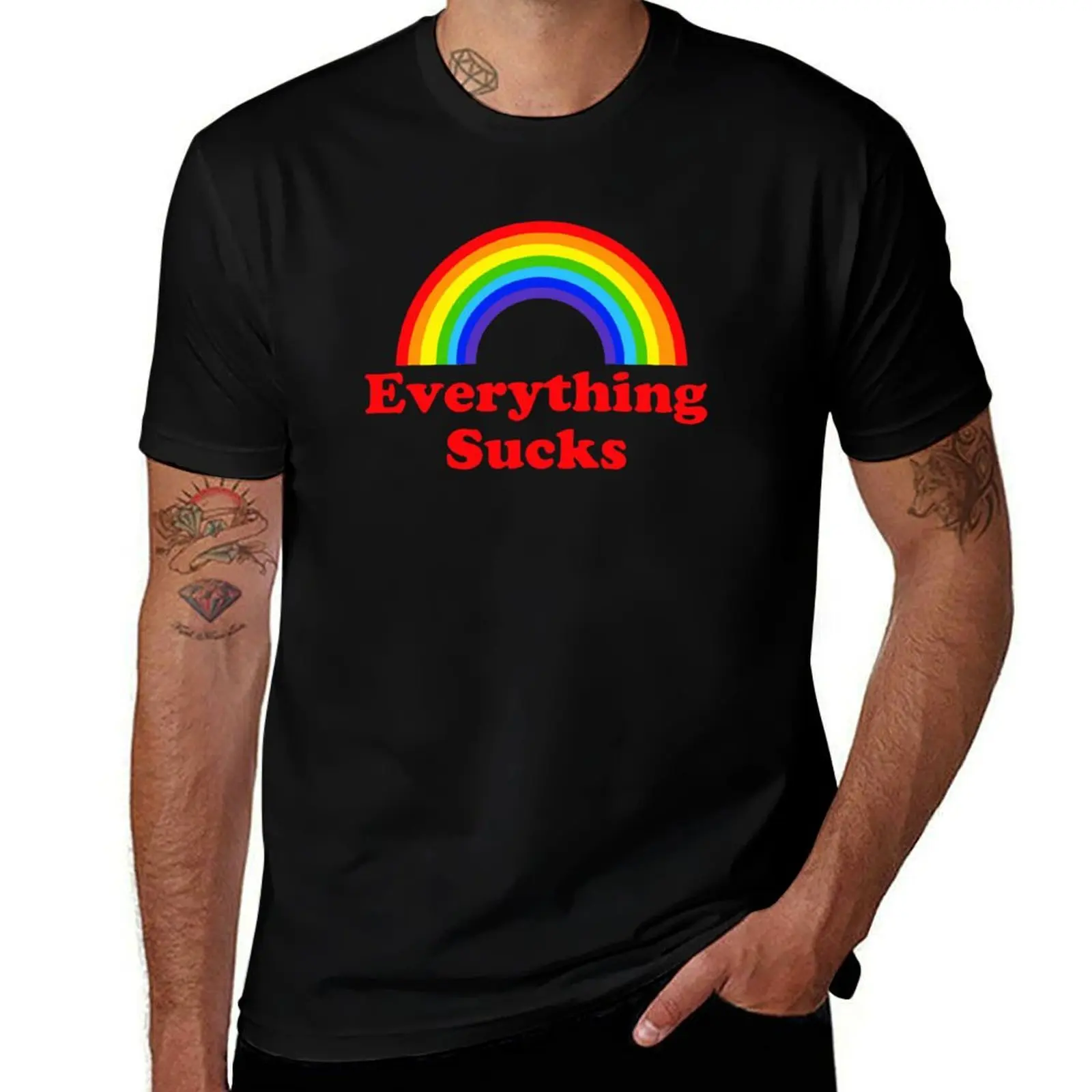 Everything Sucks Rainbow T-Shirt Big and Tall Loose Fit T-Shirt