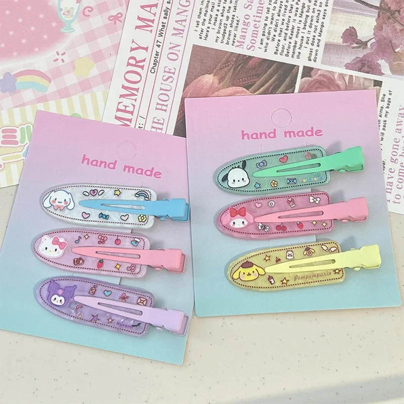 Pinza para el pelo sin huellas para mujer y niña, accesorio para el cabello con dibujos animados, 2 piezas, Kawaii