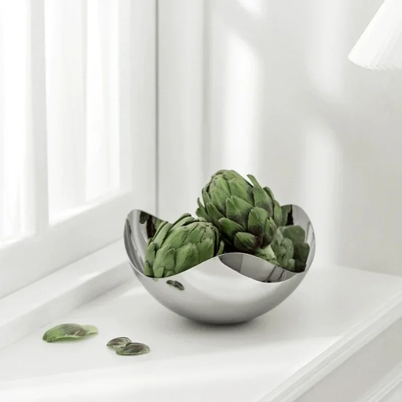 Grand Filles de Service en Acier Inoxydable, pio en Métal, Assiette de Rangement pour Salon, Table Queue, Décoration de la Maison Scandinave