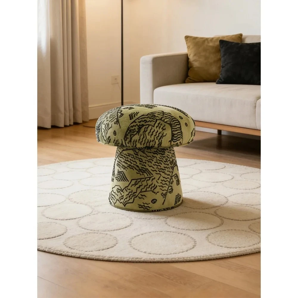*Mushroom Stool for Bedroom Vanity, Retro Round Stool for Dressing Table Entryway, Creative Accent Seating for Girls Room view 3