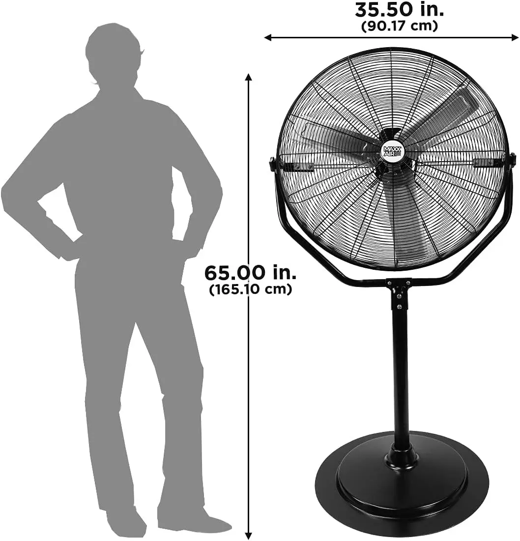 Pedestal Fan, Powerful Heavy Duty, Commercial Fan for Warehouses, Factories, and Large Spaces, Adjustable Height, Durable Constr