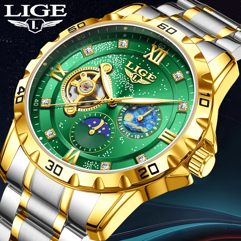 

LIGE Classic Retro Men's Mechanical Wristwatches Fashion Business Watch Men Strong Luminous Waterproof Automatic Watches For Men