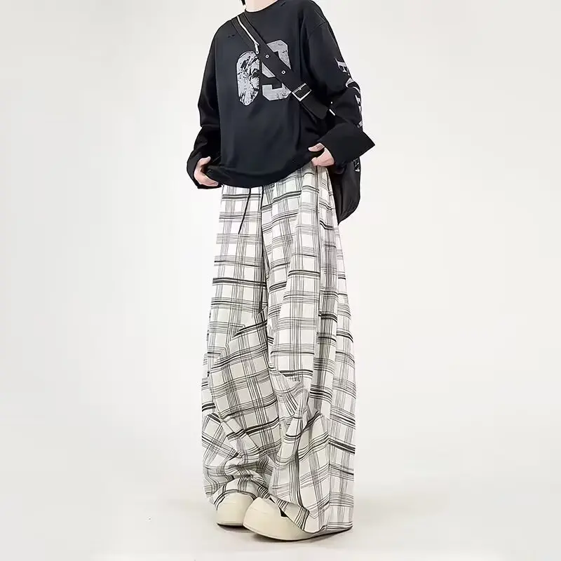 

Спортивные штаны в сетку Широкие брюки длиной до пола Американский ретро японский и корейский дизайн Свободный одинаковый стиль для пар Мужские