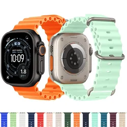 Ocean Band for Apple watch Strap 49mm 45mm 44mm 46mm 42mm 40mm 41mm Silicone bracelet correa iWatch series 9 7 8 5 6 SE Ultra3 2