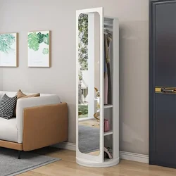 Dressing mirror, full body, floor standing mirror, household clothes hanger, integrated living room, bedroom, rotating and mobil