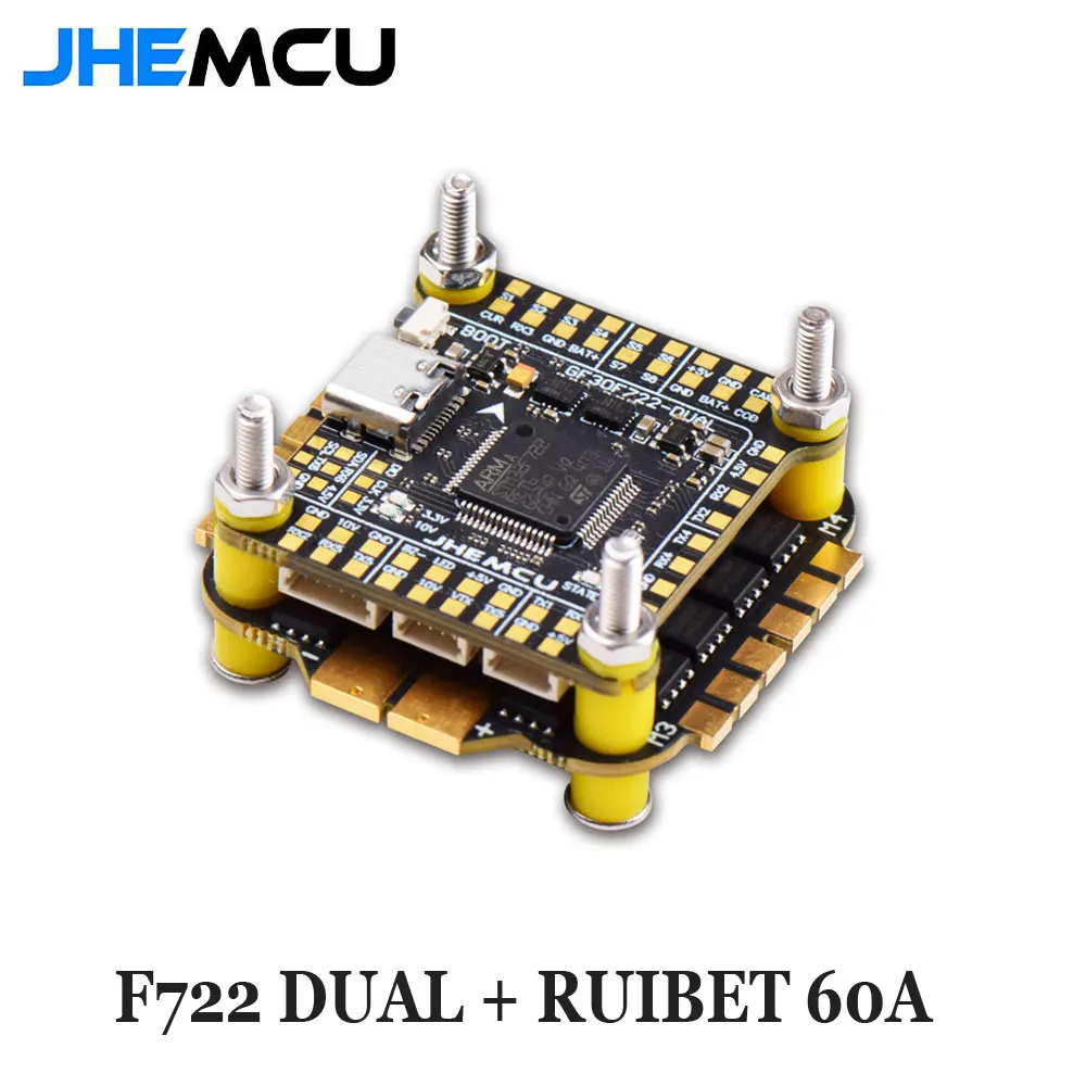 

Jhemcu F7 Stack F722 двойной контроллер полета с Ruibet 60a Esc 3-6s 30,5*30,5 мм для Rc Fpv Drone