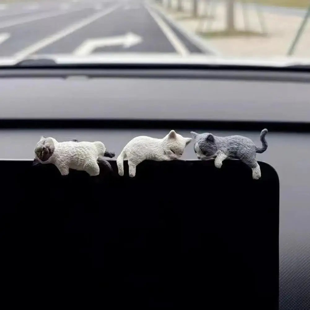 1-4pcs Cute Kitten Decoration Creative Sleeping Cat Doll Home Ornaments Toys Cat Car Interior Landscape Decoration Adorable Gift