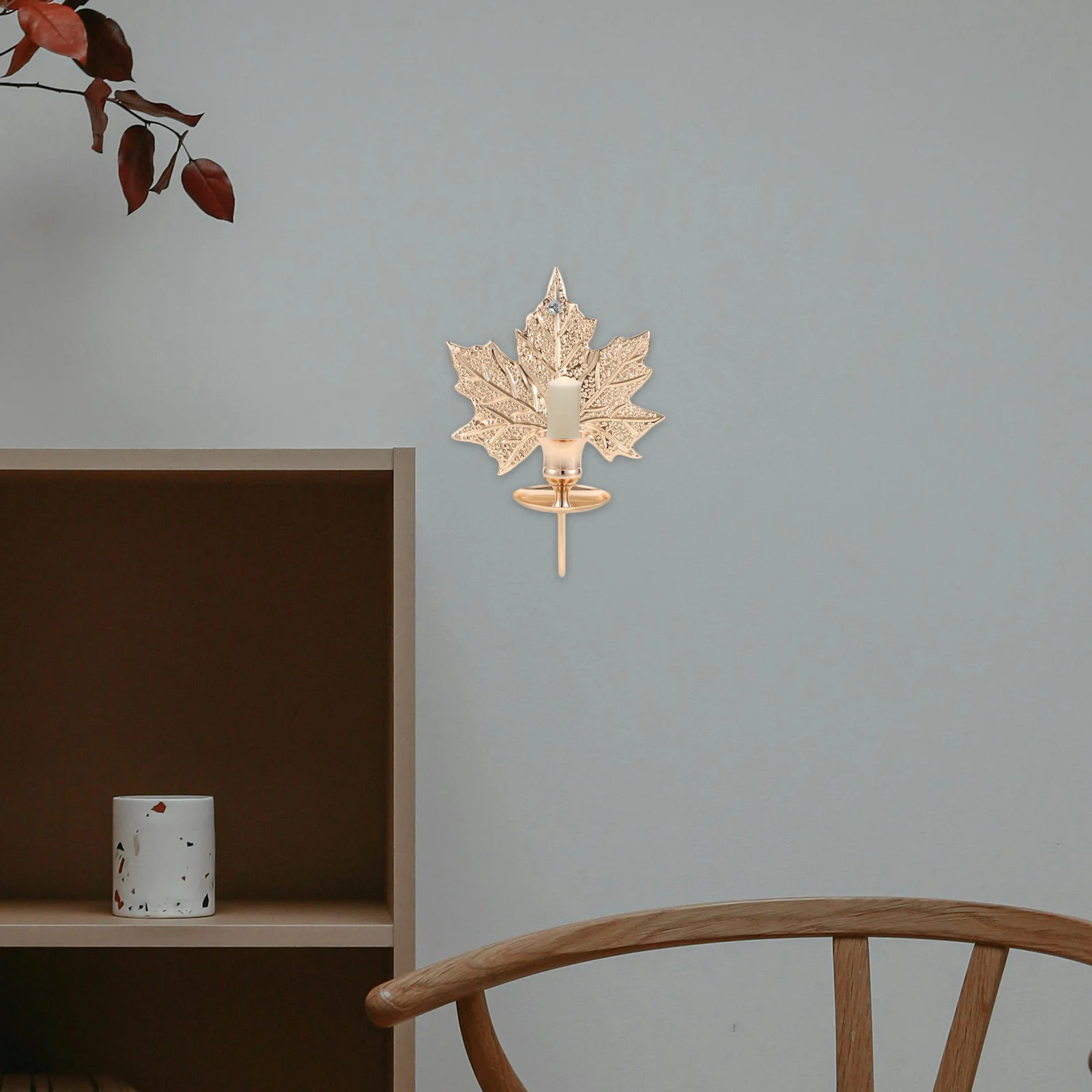 

Wall Mounted Metal Holder Maple Leaf Design Iron Decorative Wall Sconce Stand Home Decor Candlestick Decor