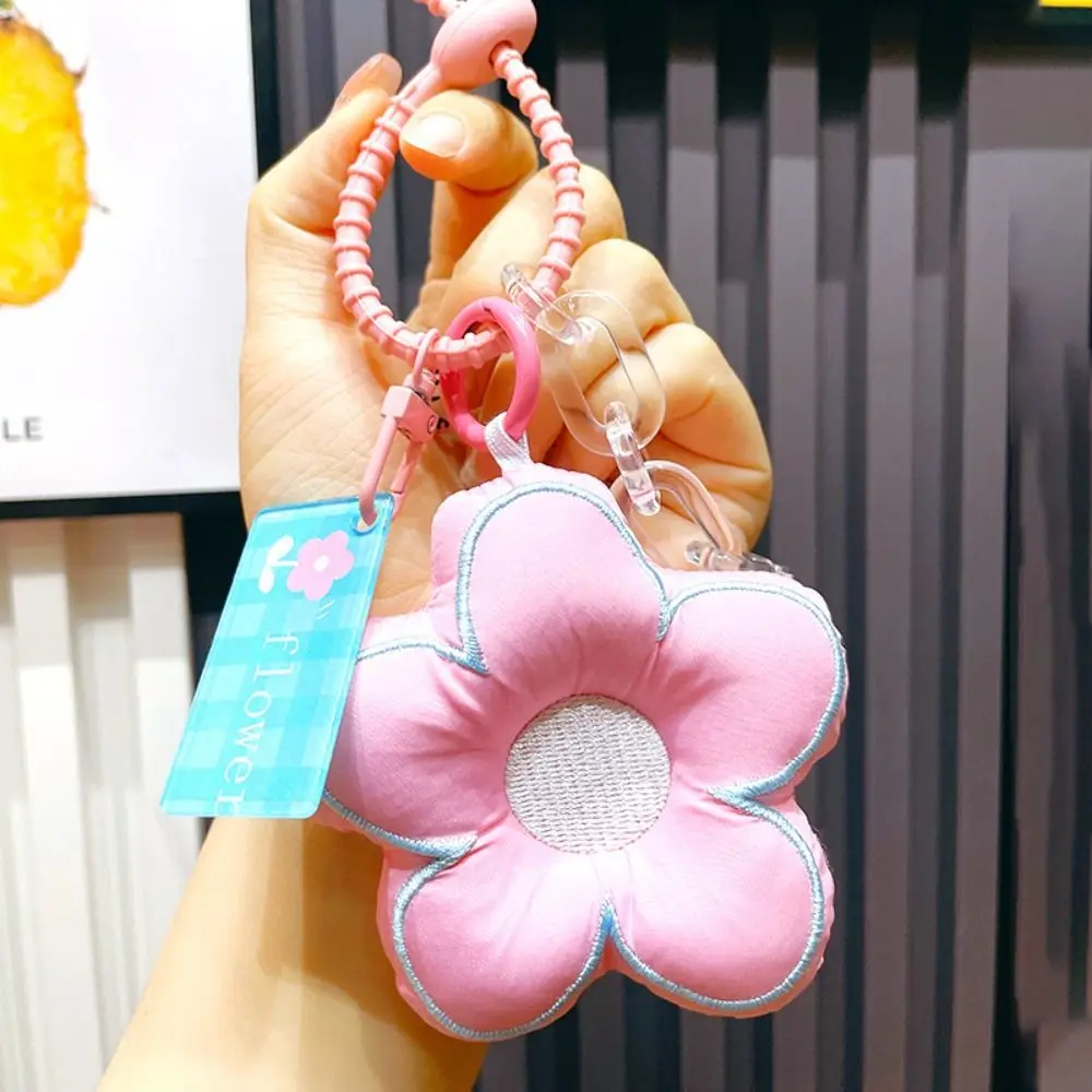 Portable Dopamine Flower Bag Pendant Cloth Acrylic Chain Fresh Backpack Decoration Bag Charms Korean Style Floral Lanyard Gift