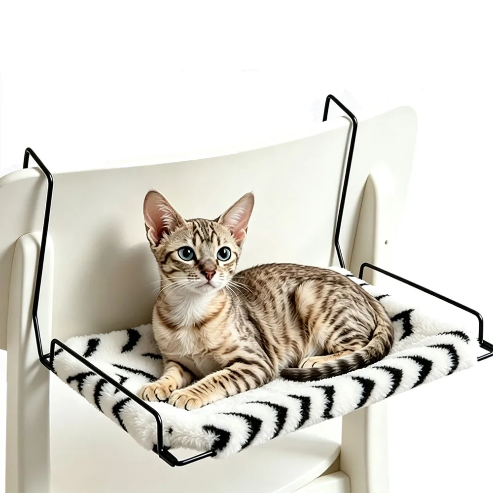 Foldable Elevated Cat Bed, Detachable Hanging Cat Hammock with Steel Frame, Breathable Raised Pet Bed for Cats